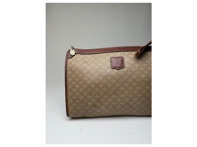 Edge Céline Clutch Vintage Celine in Tela Macadam Beige - vista 6