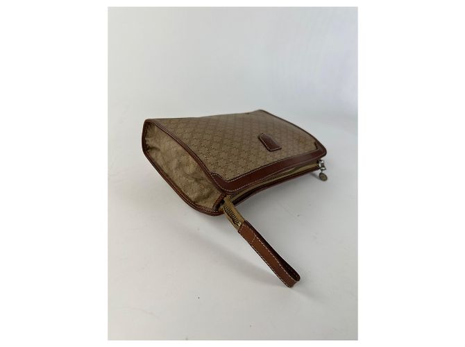 Edge Céline Clutch Vintage Celine in Tela Macadam Beige - vista 7