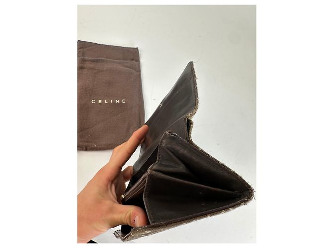 Edge Céline Vintage Celine Macadam Canvas Continental Wallet Brown - view 3