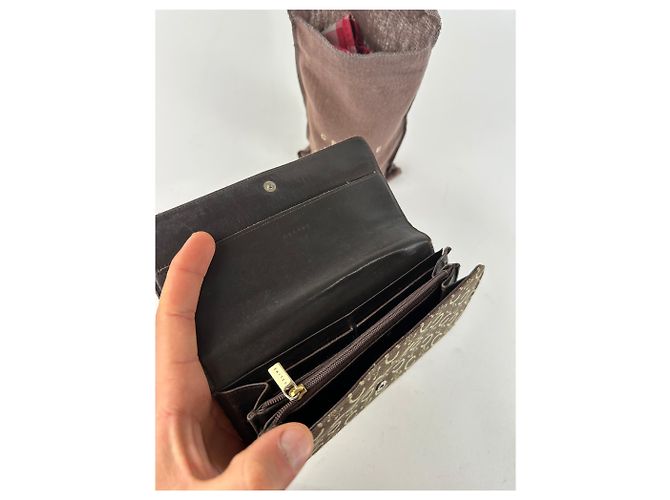 Edge Céline Vintage Celine Macadam Canvas Continental Wallet Brown - view 5