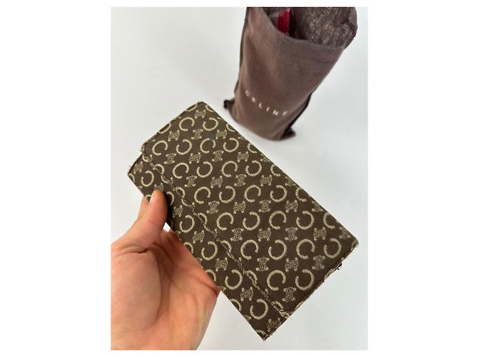 Edge Céline Vintage Celine Macadam Canvas Continental Wallet Brown - view 7