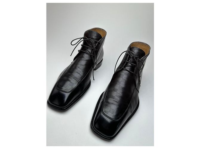 Vintage Louis Vuitton Damier Leder Stiefeletten Schwarz EU38 - Ansicht 12