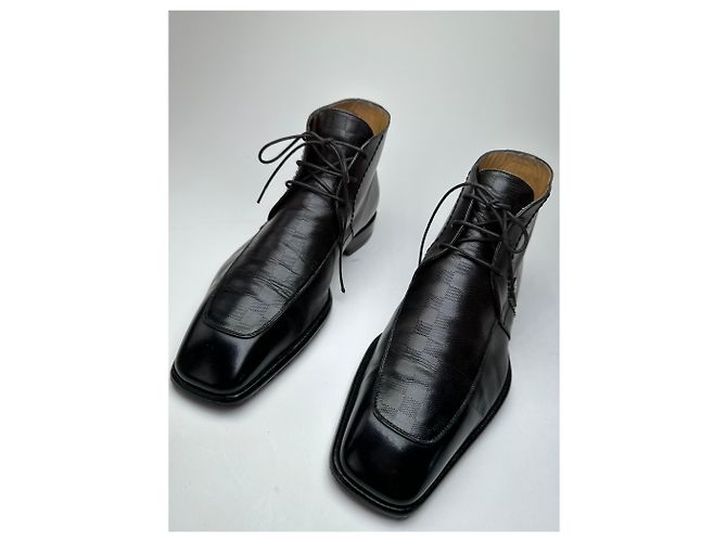 Vintage Louis Vuitton Damier Leder Stiefeletten Schwarz EU38 - Ansicht 2
