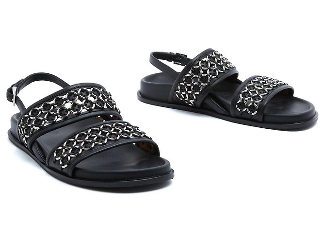 Alaïa Sandali Eyelet Slingback - Pelle Nera Nero - vista 3