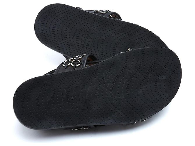 Alaïa Sandali Eyelet Slingback - Pelle Nera Nero - vista 5