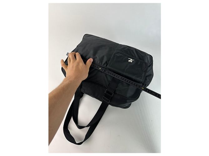 Vintage Courreges Ripstop-Nylon Wochenend-Duffle-Bag Schwarz - Ansicht 10