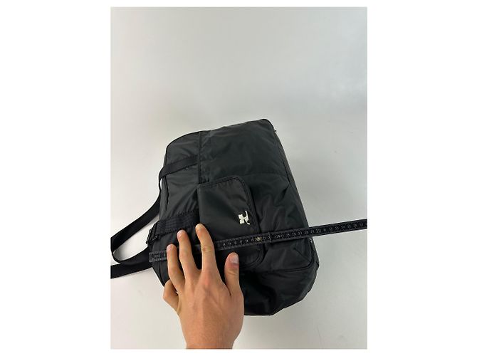 Vintage Courreges Ripstop-Nylon Wochenend-Duffle-Bag Schwarz - Ansicht 11