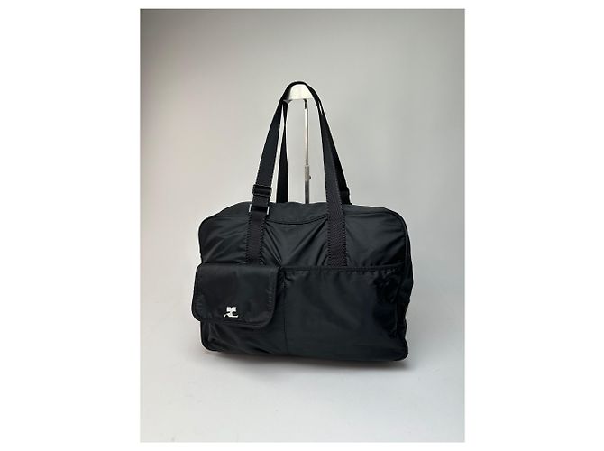 Vintage Courreges Ripstop-Nylon Wochenend-Duffle-Bag Schwarz - Ansicht 13