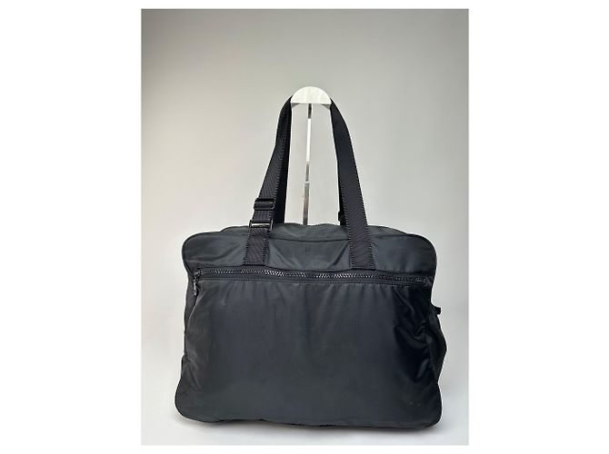 Vintage Courreges Ripstop-Nylon Wochenend-Duffle-Bag Schwarz - Ansicht 14