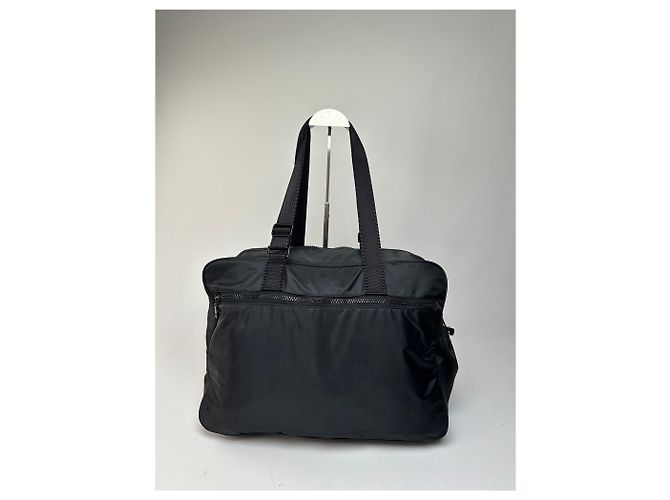 Vintage Courreges Ripstop-Nylon Wochenend-Duffle-Bag Schwarz - Ansicht 2