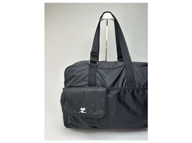 Vintage Courreges Ripstop-Nylon Wochenend-Duffle-Bag Schwarz - Ansicht 6