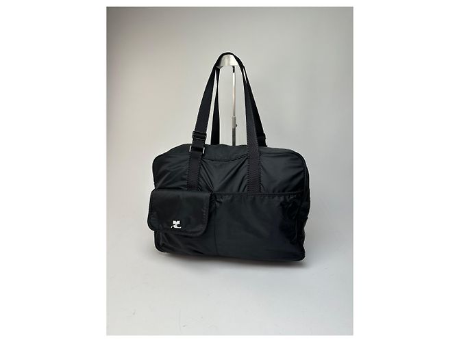 Vintage Courreges Ripstop-Nylon Wochenend-Duffle-Bag Schwarz - Ansicht 8