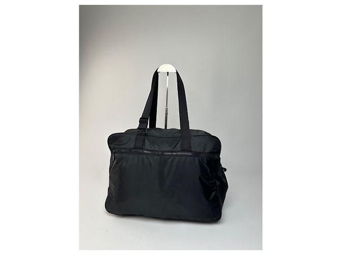 Vintage Courreges Ripstop-Nylon Wochenend-Duffle-Bag Schwarz - Ansicht 9