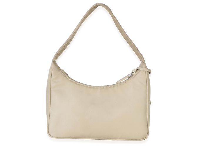 Borsa Mini Re-Edition 2000 in Re-Nylon Beige di Prada - vista 2