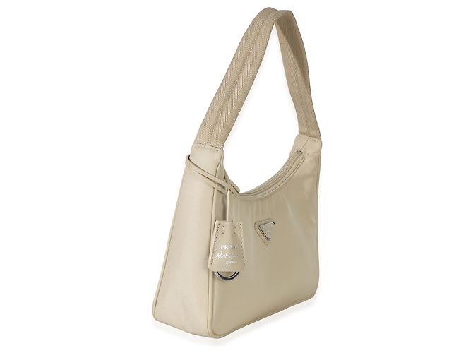 Borsa Mini Re-Edition 2000 in Re-Nylon Beige di Prada - vista 4