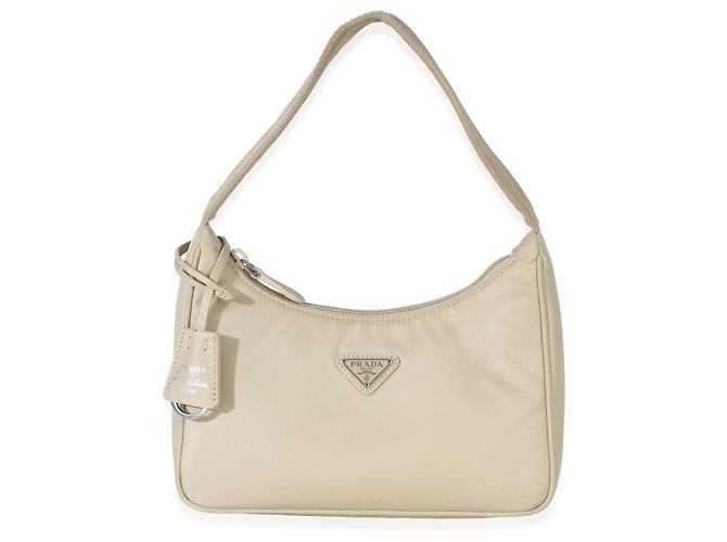 Borsa Mini Re-Edition 2000 in Re-Nylon Beige di Prada - vista 8
