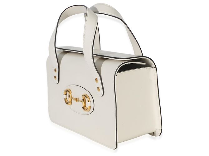 Borsa Gucci Mystic White in pelle di vitello con pattina e manico, modello Horsebit 1955 Bianco - vista 3