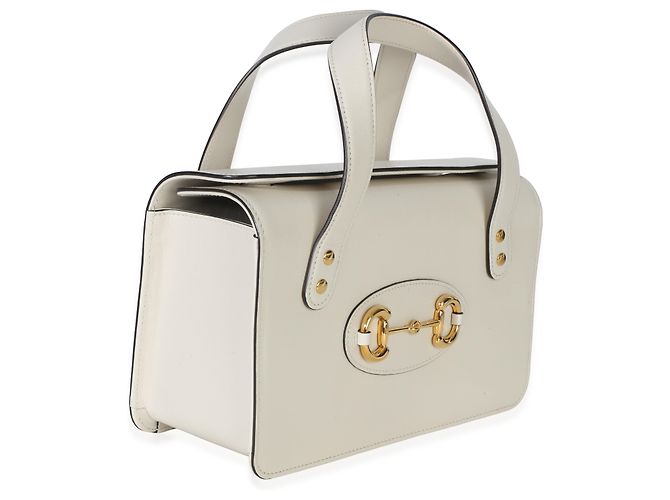 Borsa Gucci Mystic White in pelle di vitello con pattina e manico, modello Horsebit 1955 Bianco - vista 4