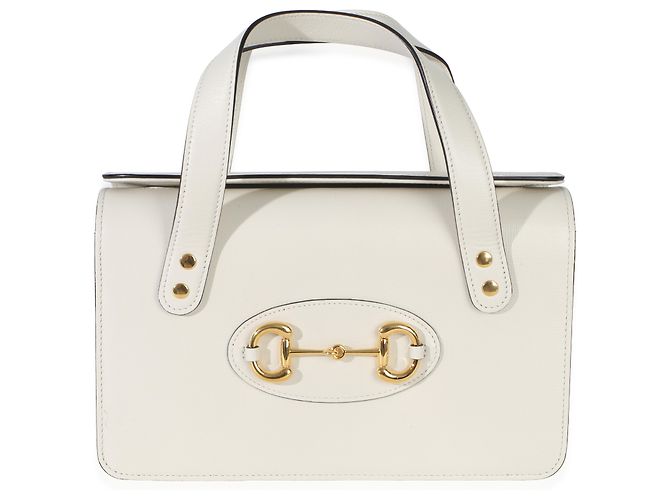 Borsa Gucci Mystic White in pelle di vitello con pattina e manico, modello Horsebit 1955 Bianco - vista 8