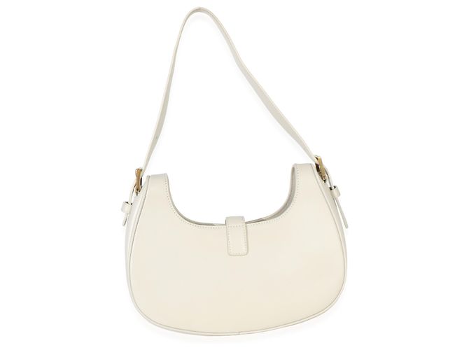 Saint Laurent Hobo Le Fermoir em Couro Liso de Bezerro Creme - vista 2