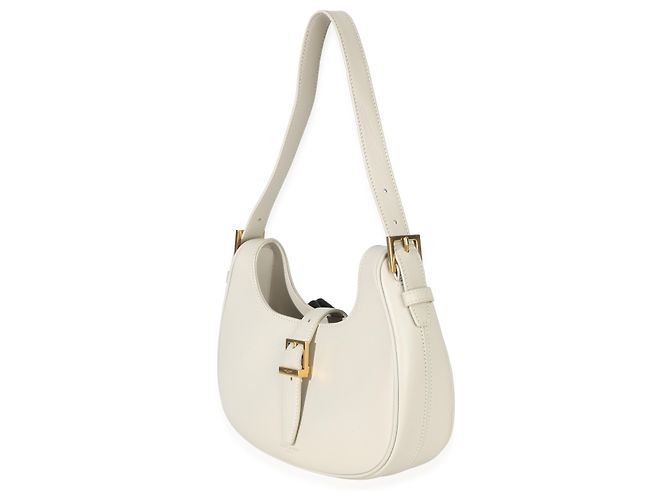 Saint Laurent Hobo Le Fermoir em Couro Liso de Bezerro Creme - vista 3
