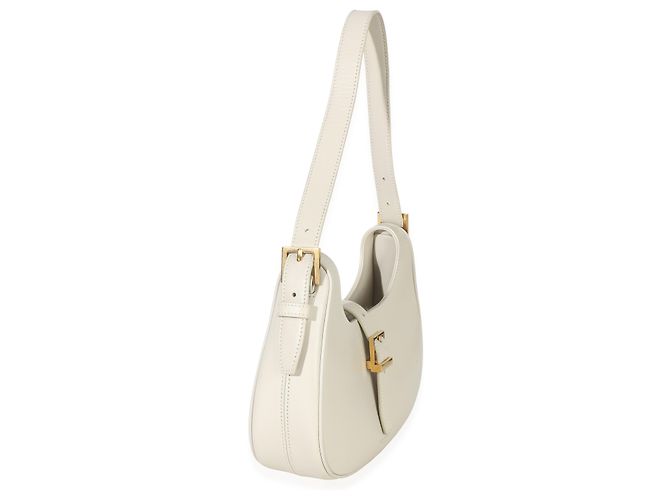 Saint Laurent Hobo Le Fermoir em Couro Liso de Bezerro Creme - vista 4