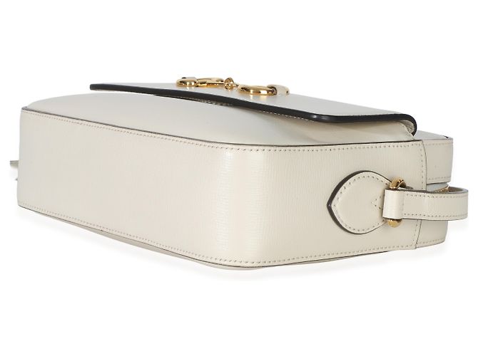 Horsebit 1955 Borsa a Spalla Gucci 1955 in Pelle di Vitello Testurizzata Bianca con Bit di Cavallo Bianco - vista 6
