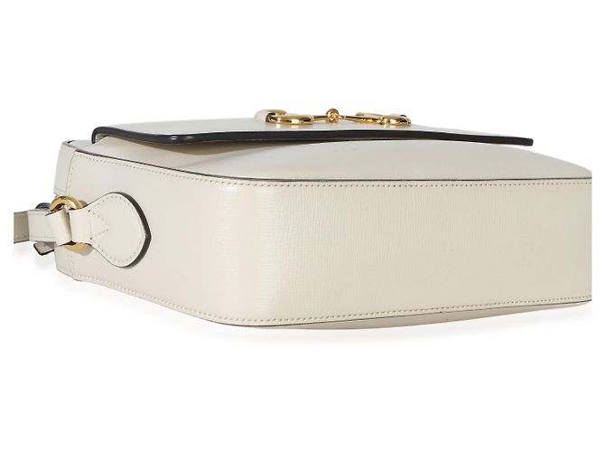 Horsebit 1955 Borsa a Spalla Gucci 1955 in Pelle di Vitello Testurizzata Bianca con Bit di Cavallo Bianco - vista 7