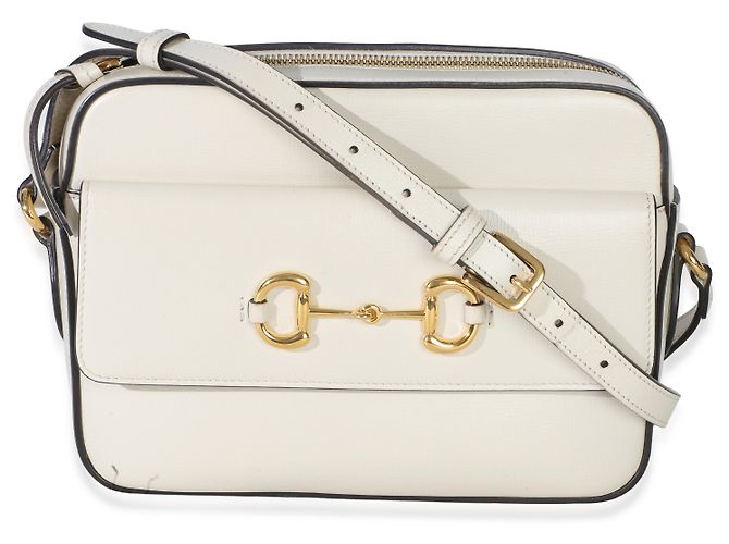Horsebit 1955 Borsa a Spalla Gucci 1955 in Pelle di Vitello Testurizzata Bianca con Bit di Cavallo Bianco - vista 8