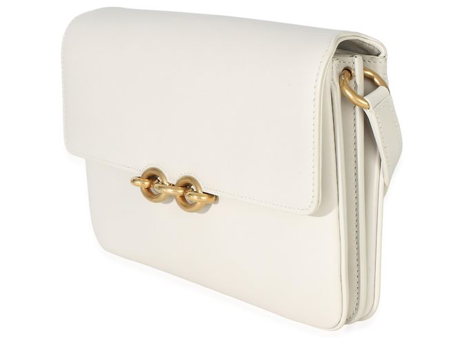 Bolsa Le Maillon em couro de bezerro liso creme da Saint Laurent Branco - vista 3