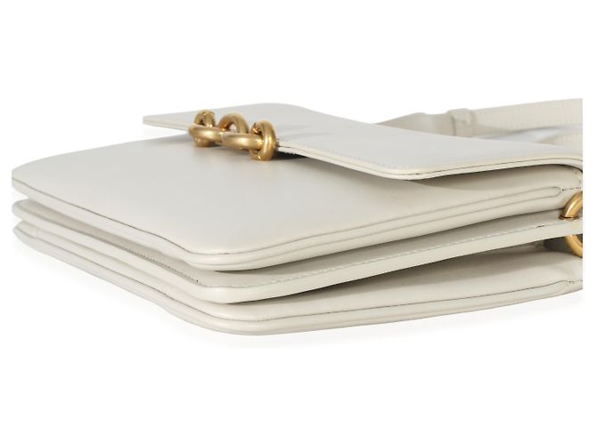 Bolsa Le Maillon em couro de bezerro liso creme da Saint Laurent Branco - vista 6