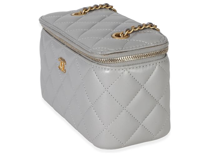 Vanity Beauty case Chanel in agnello trapuntato grigio Small Pearl Crush Marrone - vista 3
