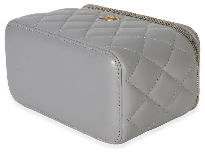 Vanity Beauty case Chanel in agnello trapuntato grigio Small Pearl Crush Marrone - vista 6