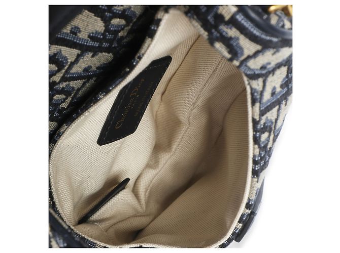 Mini borsa a sella in tela obliqua blu navy Christian Dior Beige - vista 5