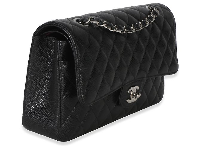Timeless Borsa Chanel in caviar nero trapuntato medio classico con doppio flap - vista 4