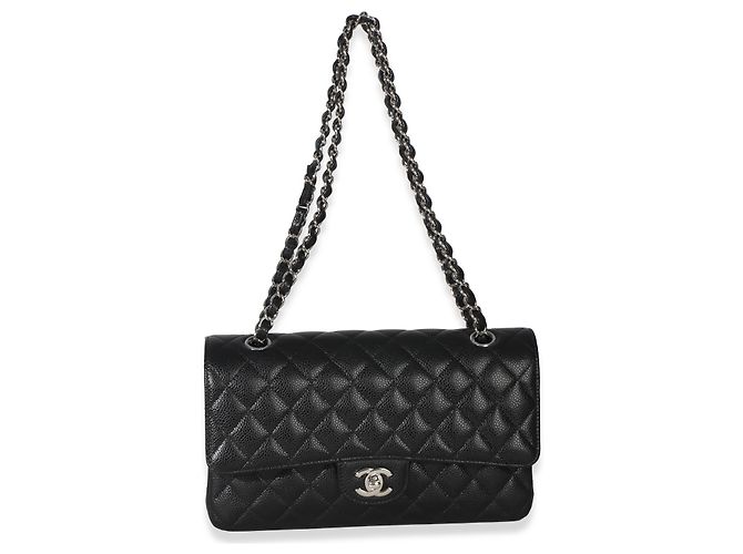 Timeless Borsa Chanel in caviar nero trapuntato medio classico con doppio flap - vista 5