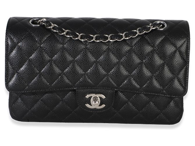 Timeless Borsa Chanel in caviar nero trapuntato medio classico con doppio flap - vista 8