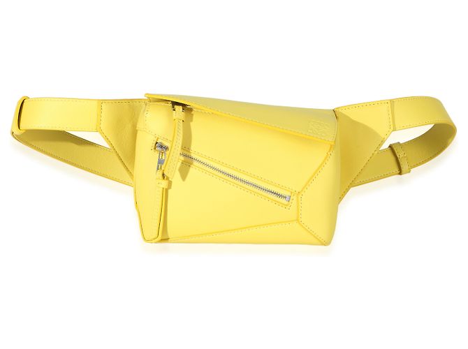 Loewe Mini Puzzle Edge Bumbag in pelle di vitello gialla Giallo - vista 8