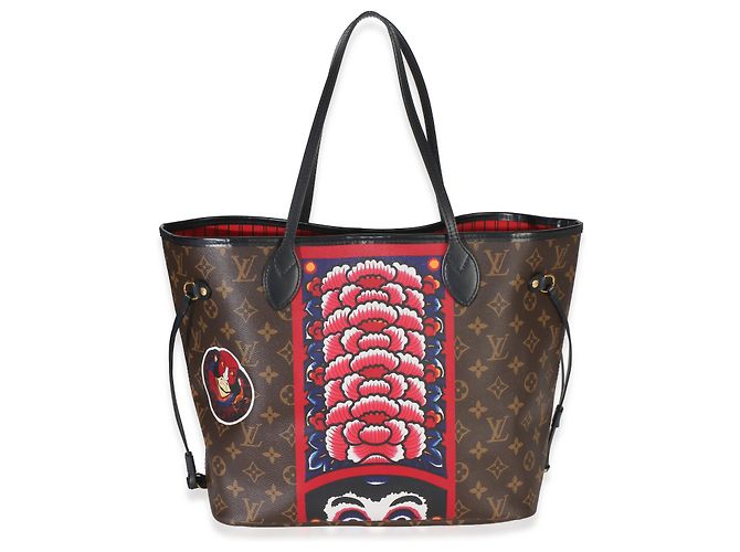 Neverfull MM Tasche aus rotem Multicolor Monogramm-Canvas Kabuki von Louis Vuitton Braun - Ansicht 2