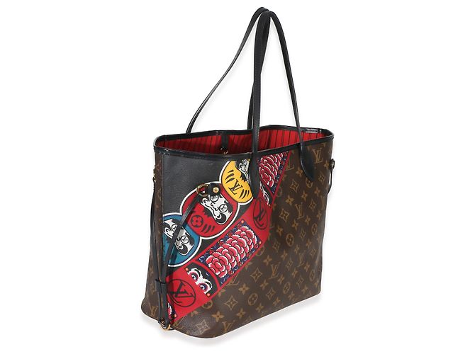 Neverfull MM Tasche aus rotem Multicolor Monogramm-Canvas Kabuki von Louis Vuitton Braun - Ansicht 4