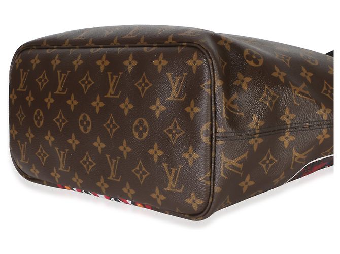 Neverfull MM Tasche aus rotem Multicolor Monogramm-Canvas Kabuki von Louis Vuitton Braun - Ansicht 6