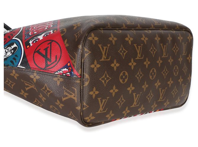 Neverfull MM Tasche aus rotem Multicolor Monogramm-Canvas Kabuki von Louis Vuitton Braun - Ansicht 7
