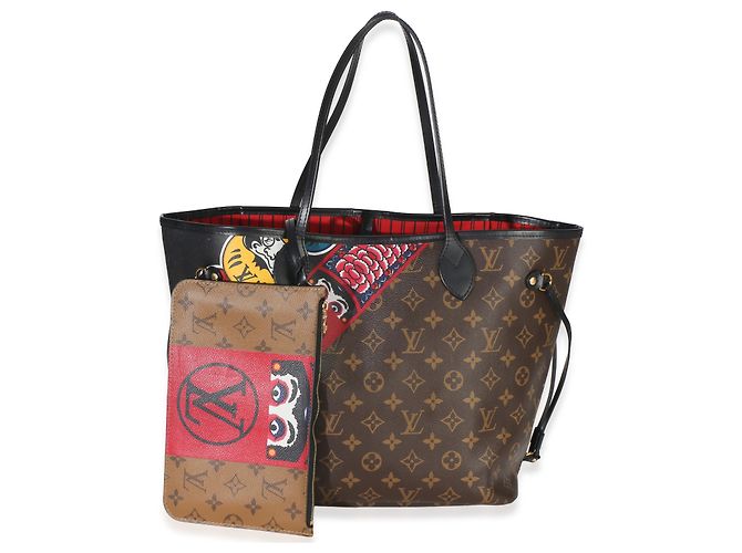 Neverfull MM Tasche aus rotem Multicolor Monogramm-Canvas Kabuki von Louis Vuitton Braun - Ansicht 8