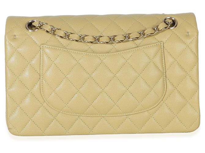Timeless Borsa a mano Chanel Olive in caviar trapuntato medio classico con doppio flap Verde - vista 2