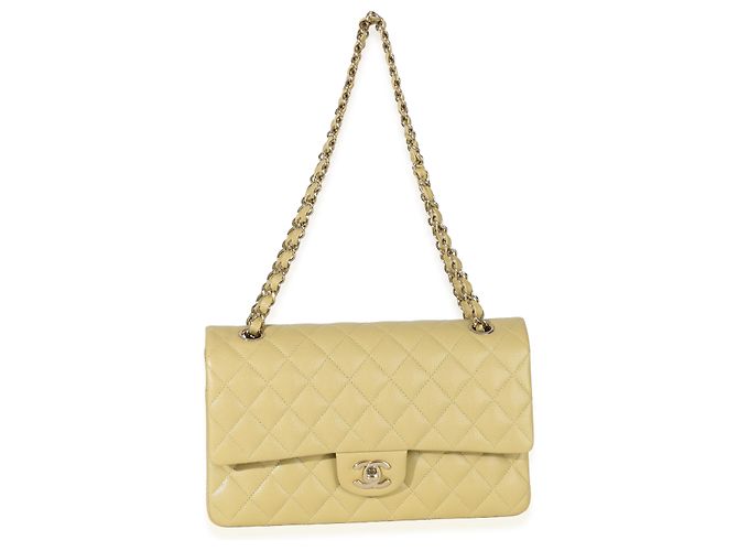 Timeless Borsa a mano Chanel Olive in caviar trapuntato medio classico con doppio flap Verde - vista 5