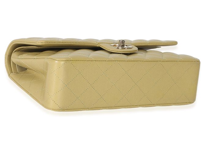 Timeless Borsa a mano Chanel Olive in caviar trapuntato medio classico con doppio flap Verde - vista 7