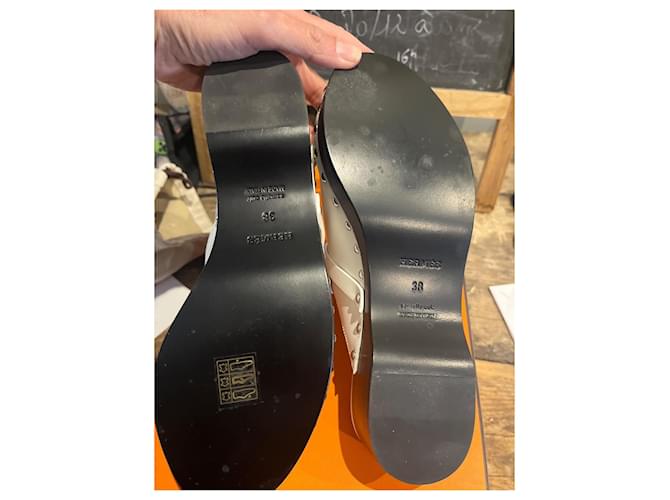 Hermès White Leather Clogs - view 4