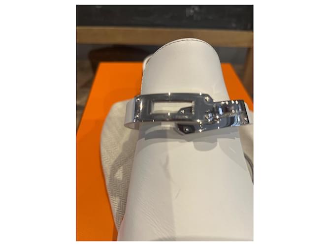 Hermès White Leather Clogs - view 6
