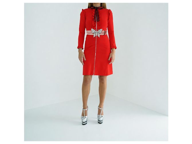 Gucci Resort 2018 Butterfly Web Gürtel Weiß Rot - Ansicht 2