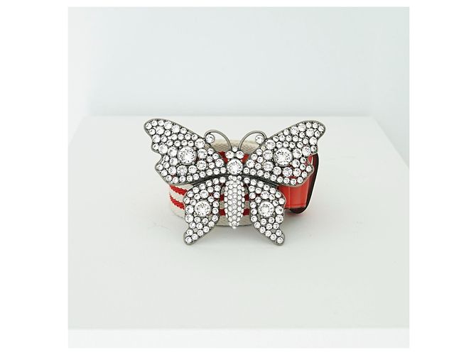 Gucci Resort 2018 Butterfly Web Gürtel Weiß Rot - Ansicht 8